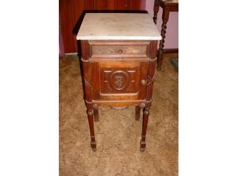 Mahogany Marble Top Stand , 32' High  (97)