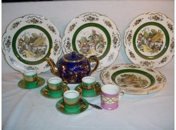 4 Ascot, Eng Plates, 4 Cups & Saucers, Teapot  (66)