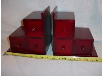 Pair Of Wood 3 Drawer Bookends  (107)
