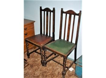 Oak Pair Of Barley Twist Chairs   (144)
