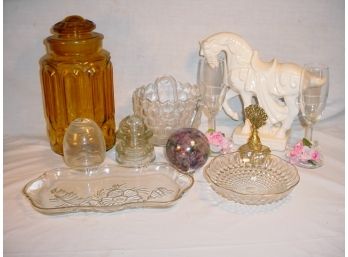 Moon & Stars Covered Jar, Horse Figurine, Ice Bucket, Blown Ornament, Perfume, More   (176)