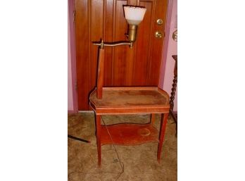 Mahogany Lamp Table With Attached Lamp  (46)