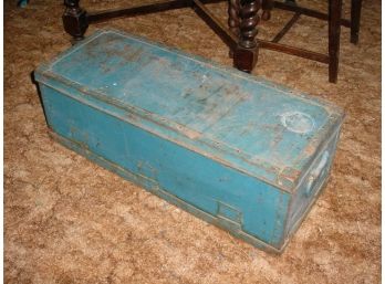 Blue Metal Clad Wood Box   (143)