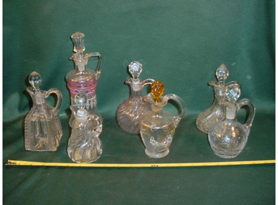7 Old Glass Cruets With Stoppers   (20)