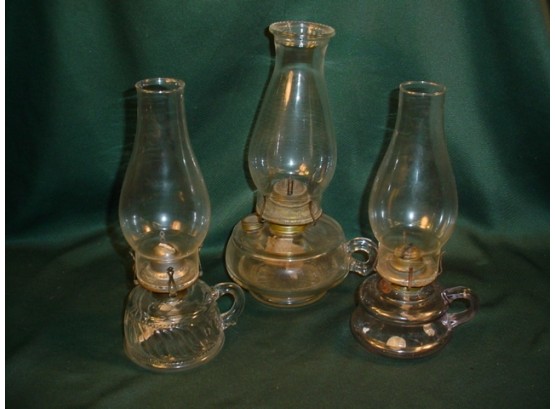 3 Antique Glass Finger Lamps  (210)