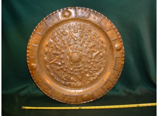 Engraved And Embossed Copper Tray , 20' Dia   (17)