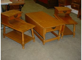 Hayward Wakefield Maple Coffee Table & 2 Matching End Tables   (95)