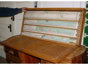 Hanging Oak  Arts And Crafts Style Map Case With 8  Pull Down And Retractable Maps  (83)