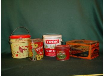 5 Old Assorted Advertising Tins   (100)