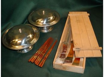 Stainless Steel Knives And Fork Set, Stainless Covered Bowls, Korea, Inlaid Chopsticks   (212)
