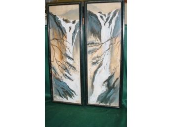 Pair Of Framed Watercolor Pictures By DeShon 11'x 31'   (13)