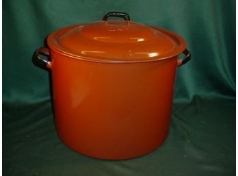 Large Brown Enameled Covered Pot  (40)