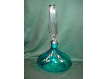 Large Blenko Hand Blown Glass Decanter With Glass Stopper   (181)