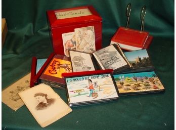 Approximately 50 Postcards In Box And Photo Display  (112)