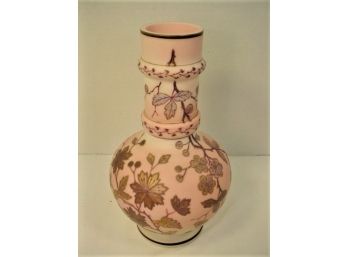 Superlative Peach Blow Hand Blown Satin Glass Vase With Hand Painted Floral Decorative Work  (28)