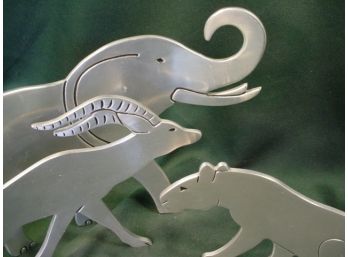 3 Concave Metal Animal Figurines  (117)