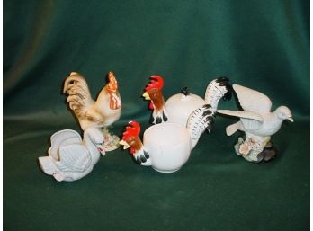 Chicken Sugar & Cream, Swan Planter, 2 Figurines  (166)