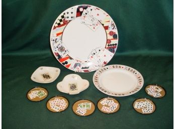 4 Plates, 6 Coasters With Playing Card Motif   (134B)