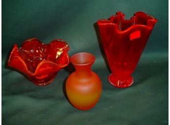 3 Pieces Amberina Glass   (76)