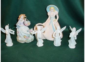 Hull Planter, Lefton Figurine, 4 Porcelain Angels   (165)