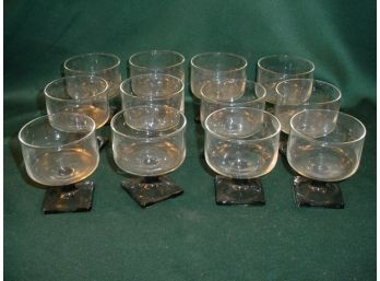 Set Of 12 Desert Dishes On Dark Glass Stems   (158)