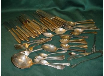 6 Coin Silver Spoons & Silverplate Flatware   (156)