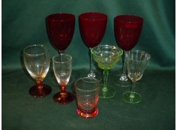 Group Of 8 Colored Glass Stems   (160)