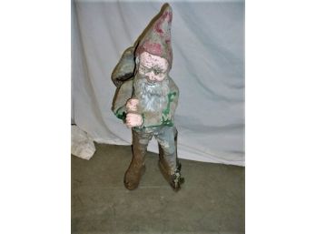 Concrete Garden Gnome, 28' High With Damaged Foot  (67)