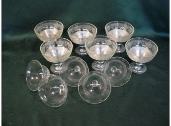 6 Sherbets With Stainless Bottoms & 5 Etched Bottomless Inserts  (210)