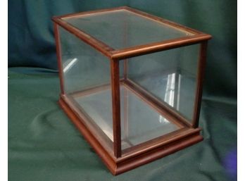 Small Wood Frame Glass Display Cabinet With Mirrored Bottom  (88)