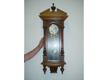 Black Walnut Hanging German Vienna Spring Driven Regulator Clock, Working Fine   (188)