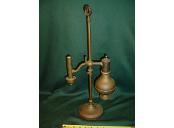 18' High Brass Student Oil Lamp, R. Douglass & Co, NY, Sept 25, 1866   (188)