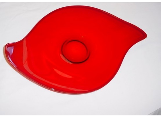 Unusual Large 18'x 12' Ruby Red Glass Bowl  (167)