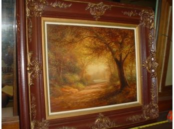 Oil On Canvas - Autumn Woodland Scene, Rolll S Vila '76 In Ornate Frame   (239)