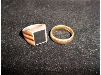 14K Gold Ring (size 10.5) And 925 Sterling Ring (size 12)  (268)