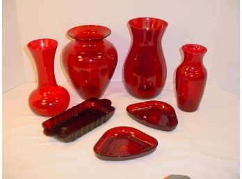 7 Pieces Ruby Red Glass (177)