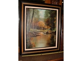 Framed Oil On Canvas,  Autumn Stream Scene, Rolll S Vila, 27'x 31'   (238)