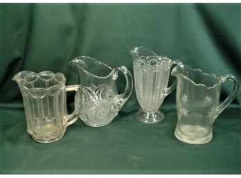 4 Antique Pattern Glass Pitchers   (194)