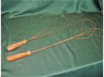 Two Antique Twisted Wire Rug Beaters, 31' & 32'  (100)