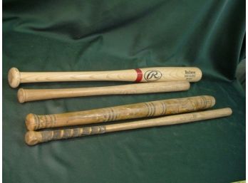 Group Of 4 Sports Bats: Wiffle Bat, Mexican Bat, Stickball And Rawlings Big Stick, Mark McGwire   (102)