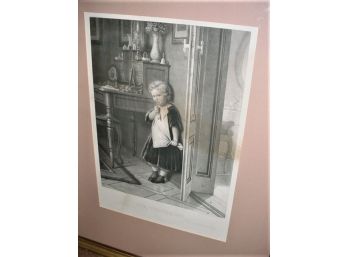Early Framed German Lithograph, 'The Stubborn Boy', 25'x 33'  (85)