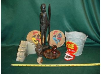 Carved Wood African Figurine, Onyx Bookends, Wooden Figurine, Wood Carved Pin, More  (34)