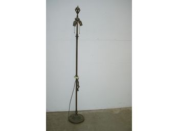 Antique Brass, Iron And Onyx Electric Floor Lamp, Double Socket, 61' High, Ca. 1910   (186)