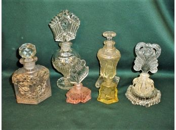 Group Of 6 Antique  Scent Bottles And Mirrored Base - 2 Signed Czechoslovakia   (203)