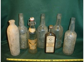 7 Old Bottles: California Home Catsup, Watkins Vanilla Extract  (69)
