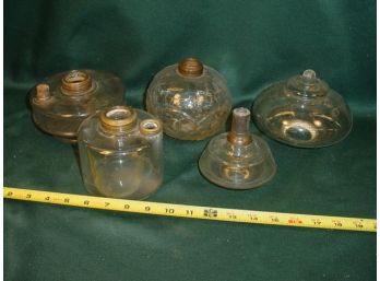 Group Of 5 Antique Oil  Lamp Fonts, Ca 1880  (189)