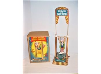 Mattel Wind Up Tin Litho Toy Musical Man On Flying Trapeze, Original Box, Ca. 1953  (91)