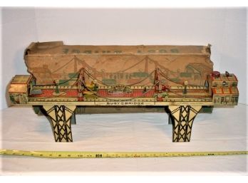 Busy Bridge - Marx & Co. Tin Litho Wind Up, Working In Original Box, 1930's  (101)