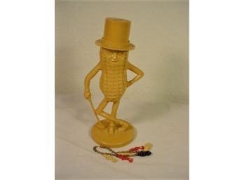 Plastic Planter's Peanut Figural Bank With Peanuts Charm Bracelet  (385)