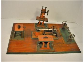 5 Piece Weeden Tin Steam Engine  Shop Toys On Original Wood Board, 16'Long  (88)